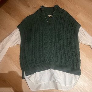 Pilcro Dark Green Cable Knit Sweater Vest